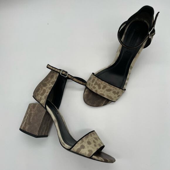 Alexander Wang Abby Animal Print Leather Block Heel Sandals - Natural - 36.5 - Picture 14 of 15